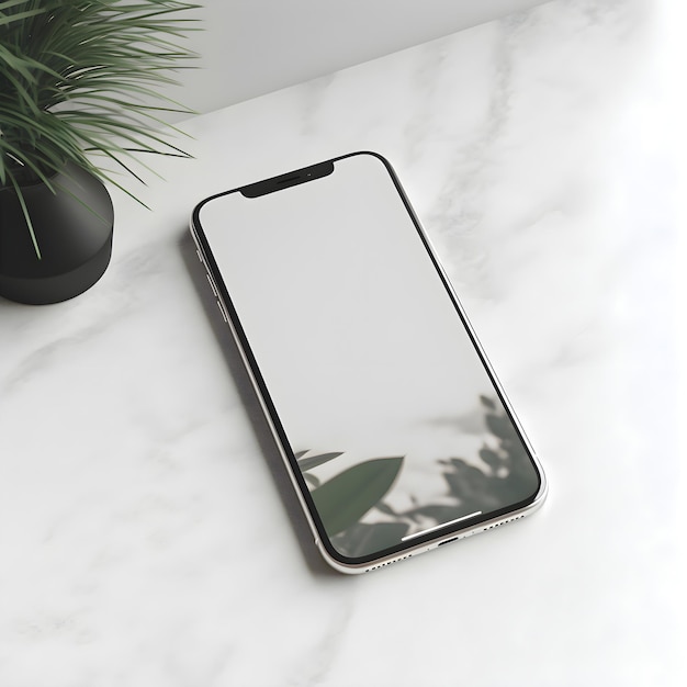 Мокет смартфона с пустым экраном на фоне 3D-рендеринга