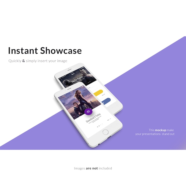 PSD gratuito smartphone su sfondo viola e bianco mock up