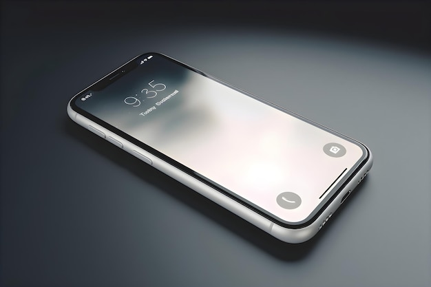 Smartphone con uno schermo vuoto su uno sfondo scuro rendering 3d