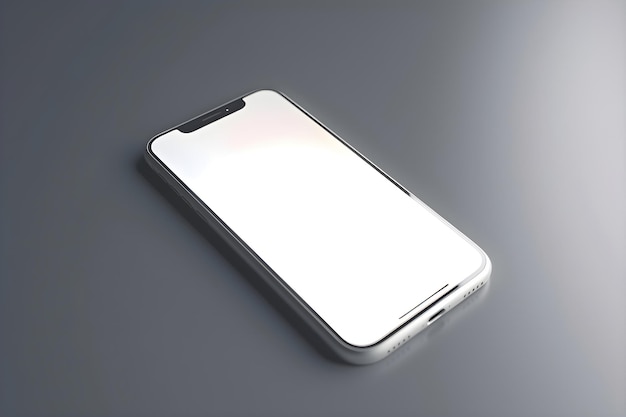 Free PSD smartphone with blank white screen on gray background 3d render