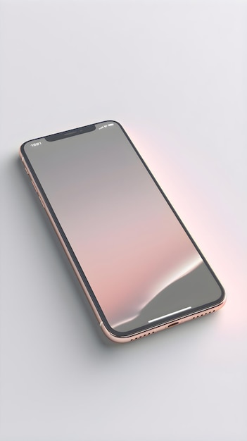 Smartphone with pink screen isolated on white background 3d render