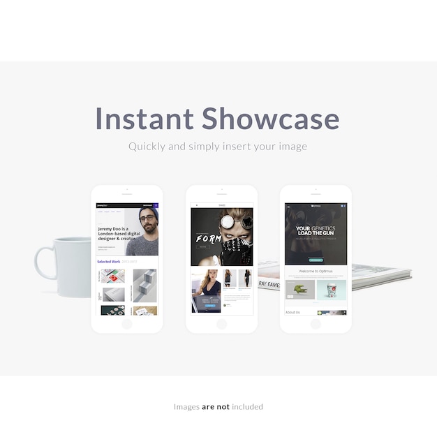 Smartphones on White Background Mock Up – Free PSD Templates Download