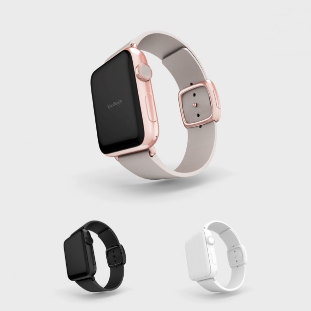 Бесплатный PSD smartwatch макете с серым watchstrap