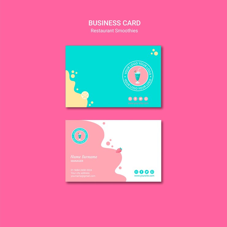 Free PSD smoothie restaurant business card template
