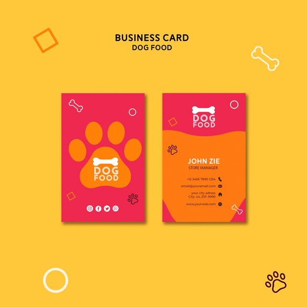 Snack dog food business card