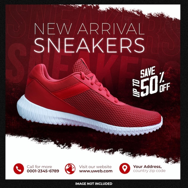 Free PSD sneakers shoes social media template