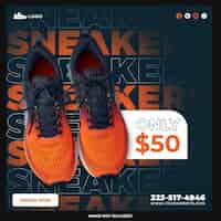 Free PSD sneakers shoes social media template