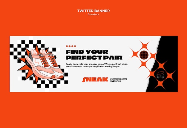 Sneakers twitter banner template design