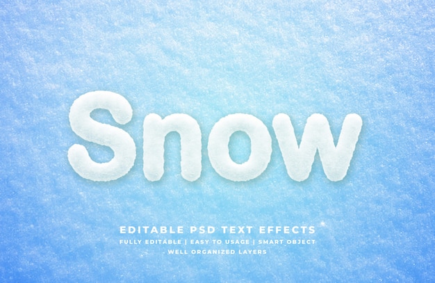 Snow 3d text style effect mockup