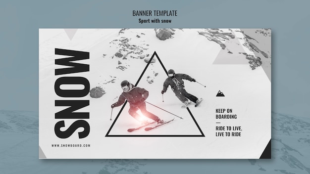 Free PSD snow sport design of banner design