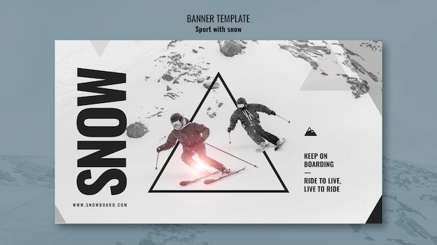 Бесплатный PSD Снежный спорт дизайн дизайна баннера