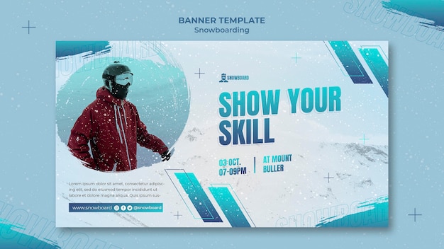 PSD gratuito modello di progettazione di banner per snowboard