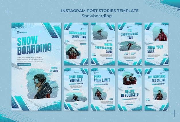 Snowboard ig stories design template