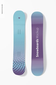 Snowboard mockup on white, top view