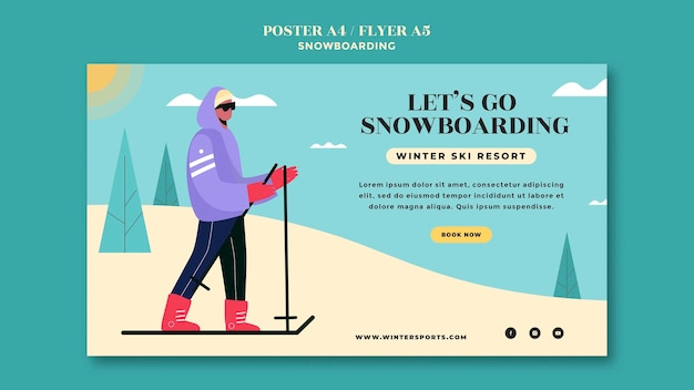 Snowboarding landing page design template