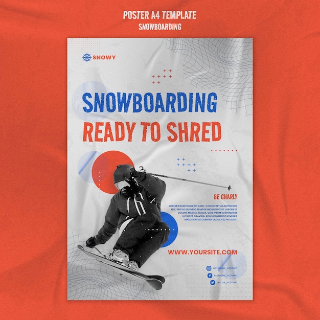 PSD gratuito modello di progettazione di poster di snowboard