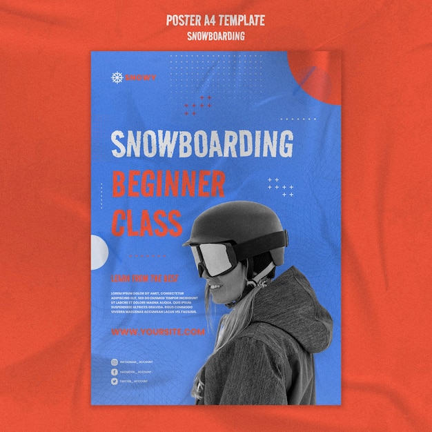 Free PSD snowboarding poster design template