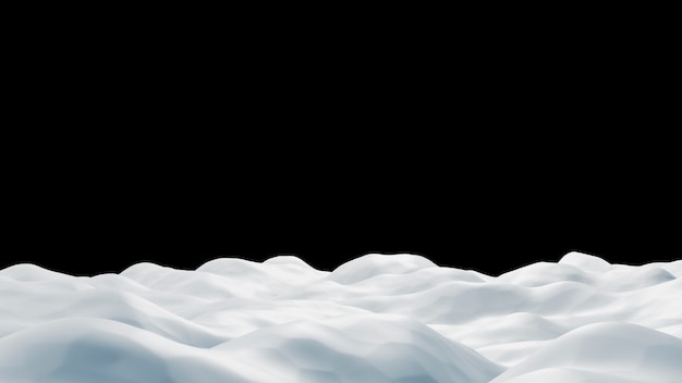 Snowdrift on black background 3d render