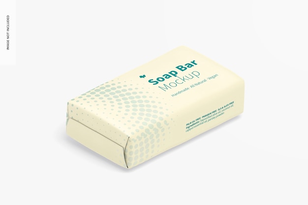 Soap bar with paper package mockup, isometric view