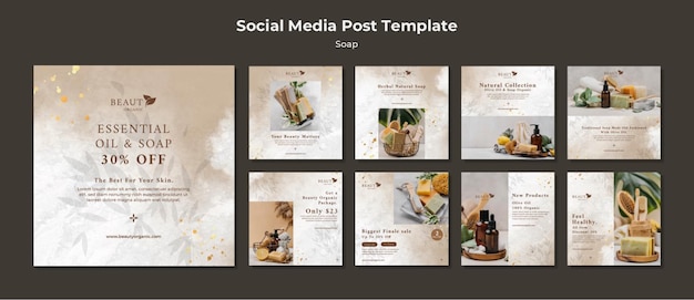 Free PSD soap social media posts template with photo