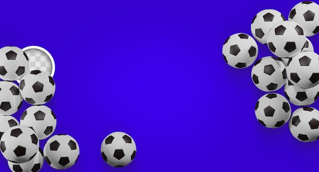 Soccer background with balls 3d illustration