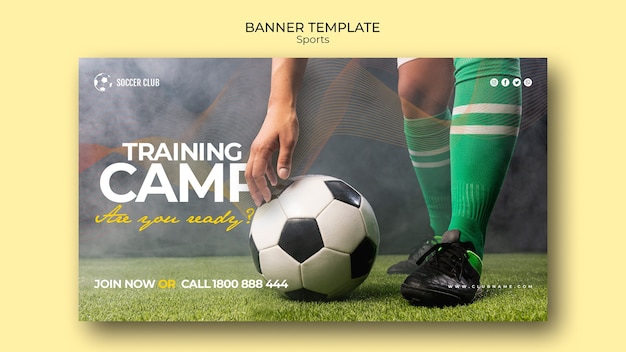 Free PSD soccer club training camp banner template