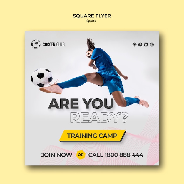 Free PSD soccer club training camp flyer