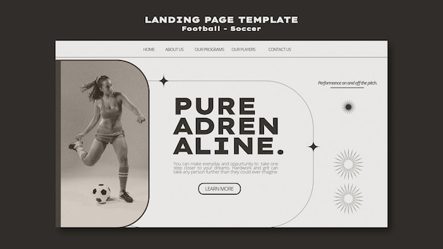 Free PSD soccer game landing page template