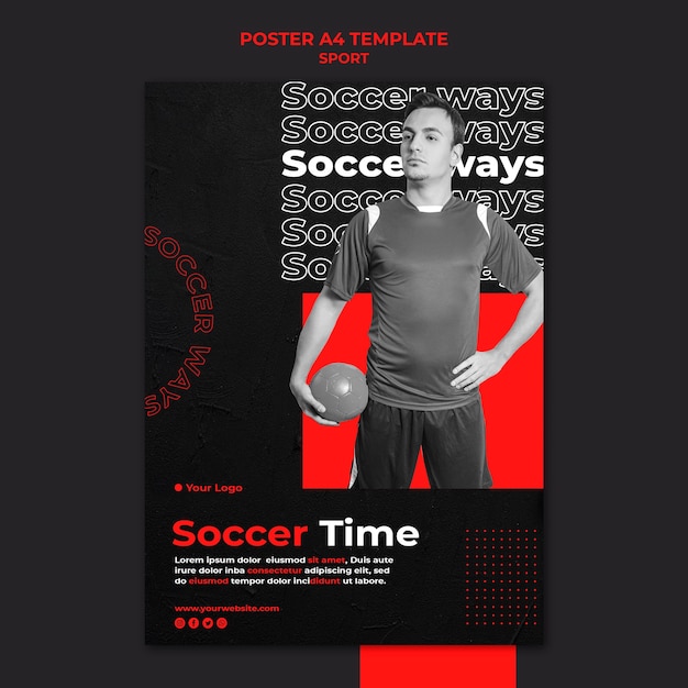 Free PSD soccer time poster template