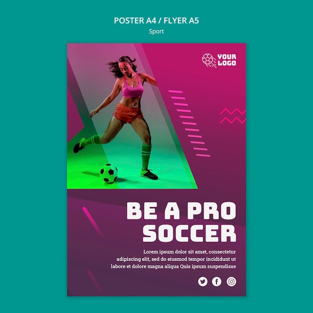 PSD gratuito modello di poster annuncio allenamento di calcio
