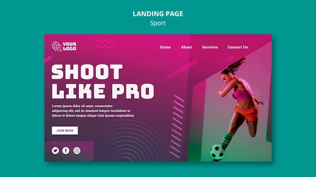 PSD gratuito modello di landing page di allenamento di calcio