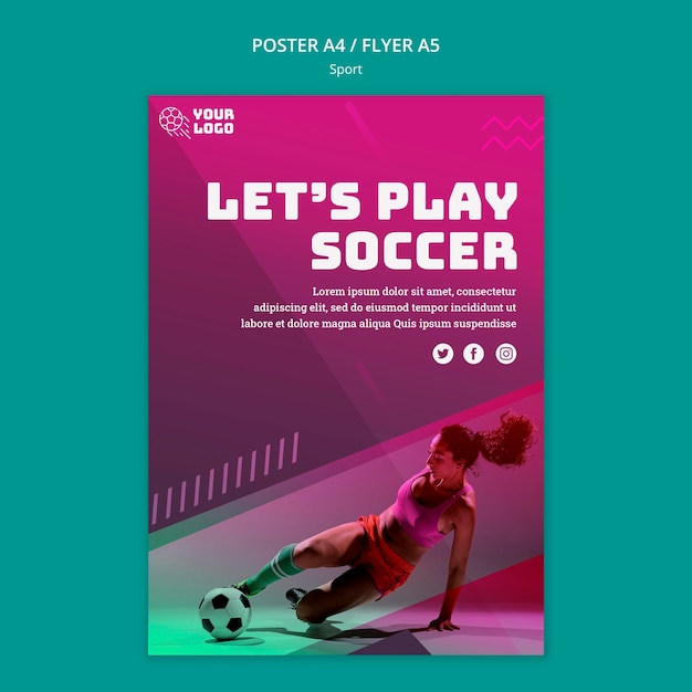 Soccer training poster template