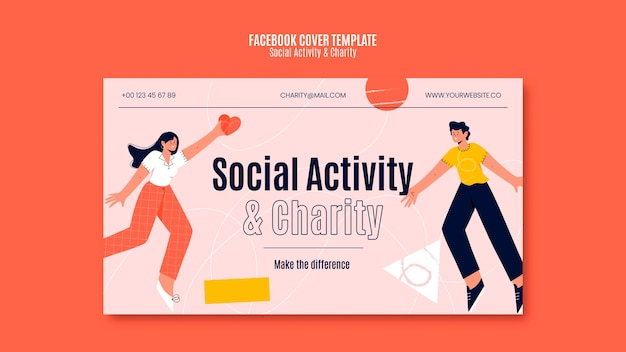 PSD gratuito attività sociale e copertina facebook di beneficenza