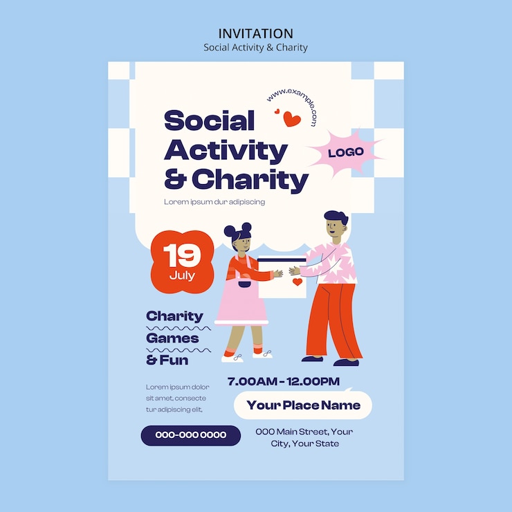 Free PSD social activity and charity invitation