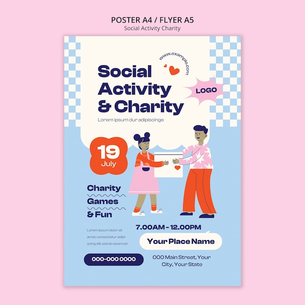 Social activity and charity poster template
