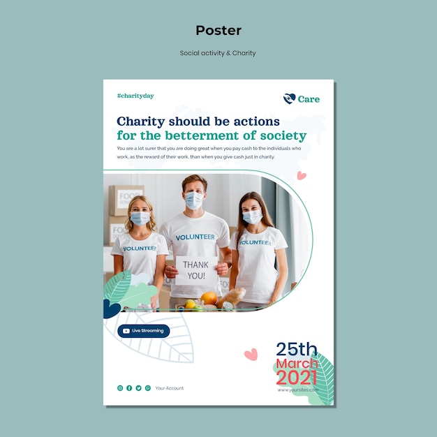 Free PSD social activity and charity poster