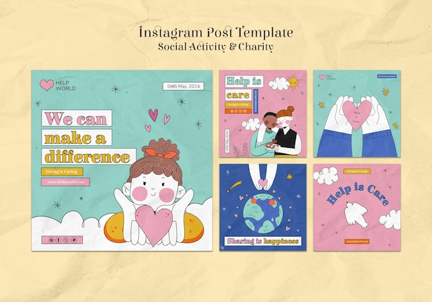 Social activity and charity template design