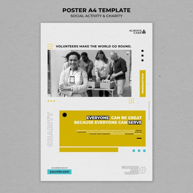 Social activity and charity vertical print template