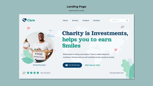 Social activity and charity web template