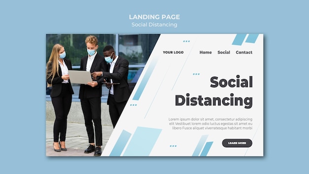 Free PSD social distancing landing page