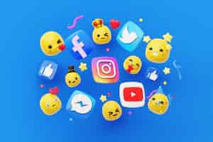 Free PSD social media background with emojis