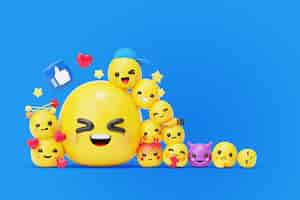 PSD gratuito sfondo di social media con emoji