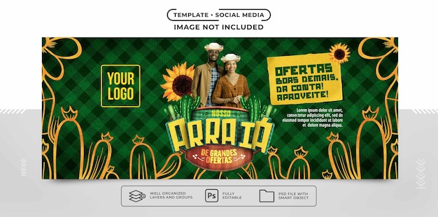 Free PSD social media banner arraia of great offers