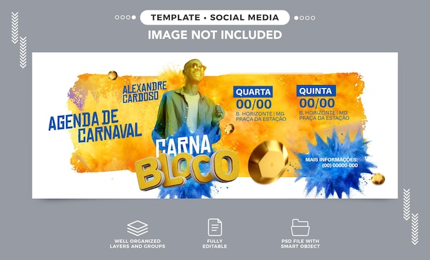 PSD gratuito banner dei social media programma di carnevale per i concerti