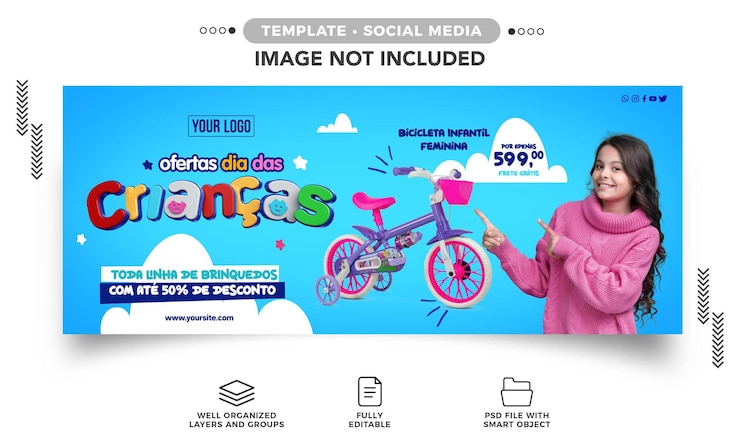 Free PSD social media banner children's day deals