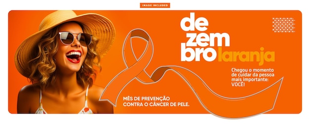 Free PSD social media banner december orange month of prevention take care