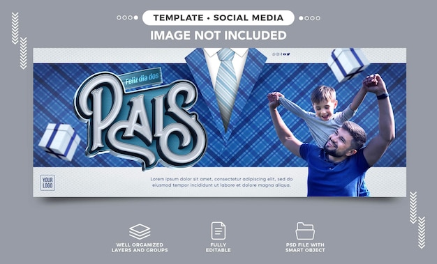 Free PSD social media banner fathers day for campaigns in brazil