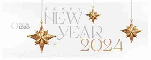 Free PSD social media banner happy new year 2024