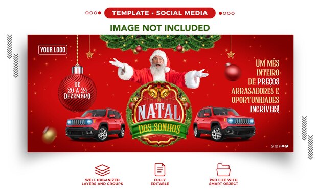 自動車代理店のためのソーシャルメディアバナーInstagramの夢のクリスマス