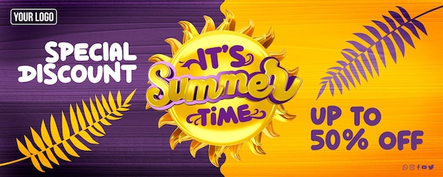 Social media banner is summer time special discount up to 50 off